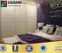 Simple White Wooden House Furniture Sliding Mirrored Wardrobe Doors