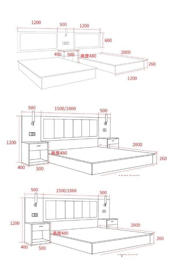 Modern Chinese Wooden Living Room Bedroom Set Beds Home Hotel Furniture