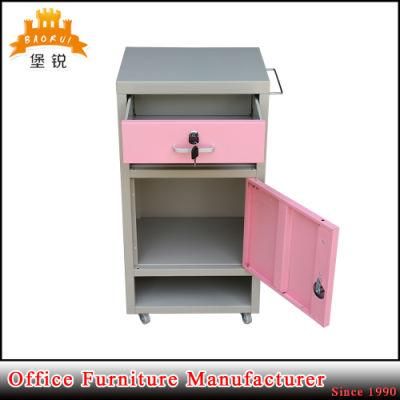 Small Colourful Hospital Lockable Metal Bedside Locker with Drawer