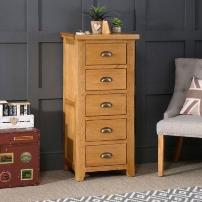 Oak 5 Drawer Tallboy Chest of Drawers