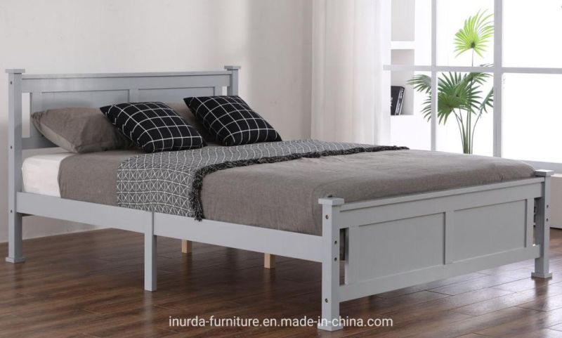 Double Size Pine Solid Wood Frame Bed with Plank