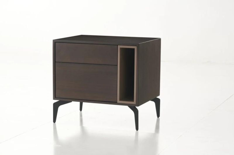 FL48 Night Stand /Eucalyptus Veneer / Steel Base Coating /Modern Furniture in Hone and Hotel