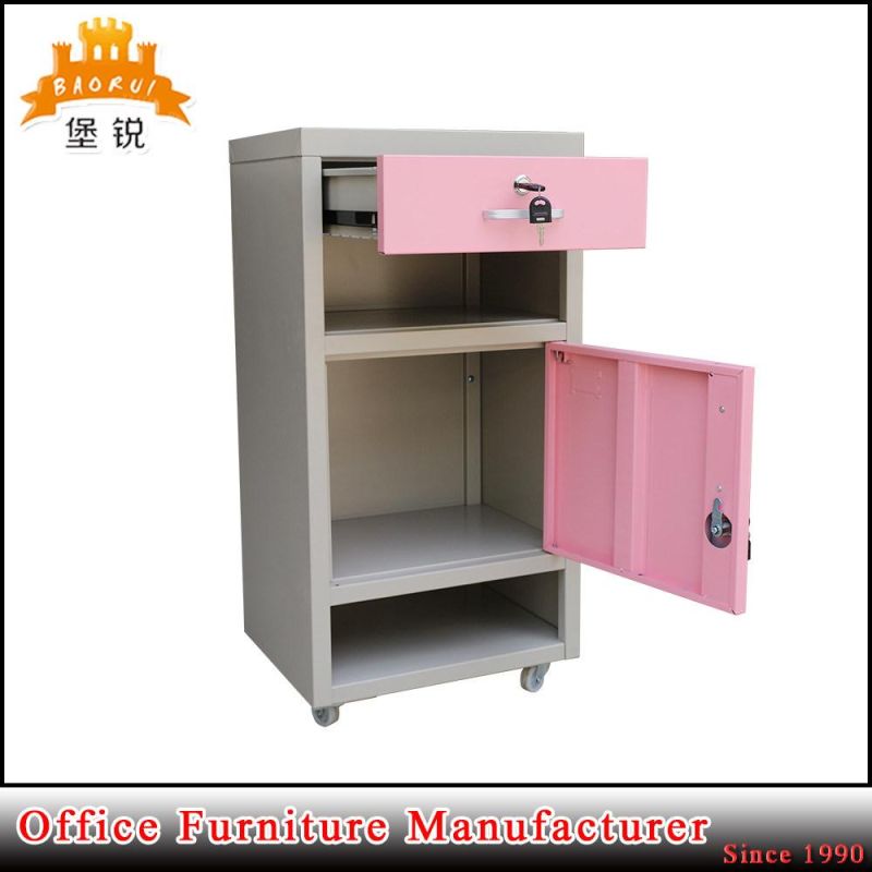 Medical Furniture Metal Bedside Locker with Drawer One Tower Hanger Hospital Bedside Cabinet