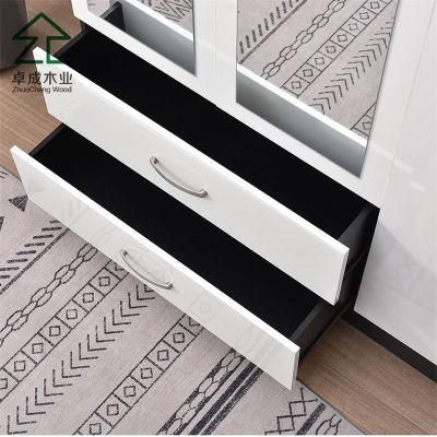White Door Black Cabinet Carcass Wardrobe with Drawer