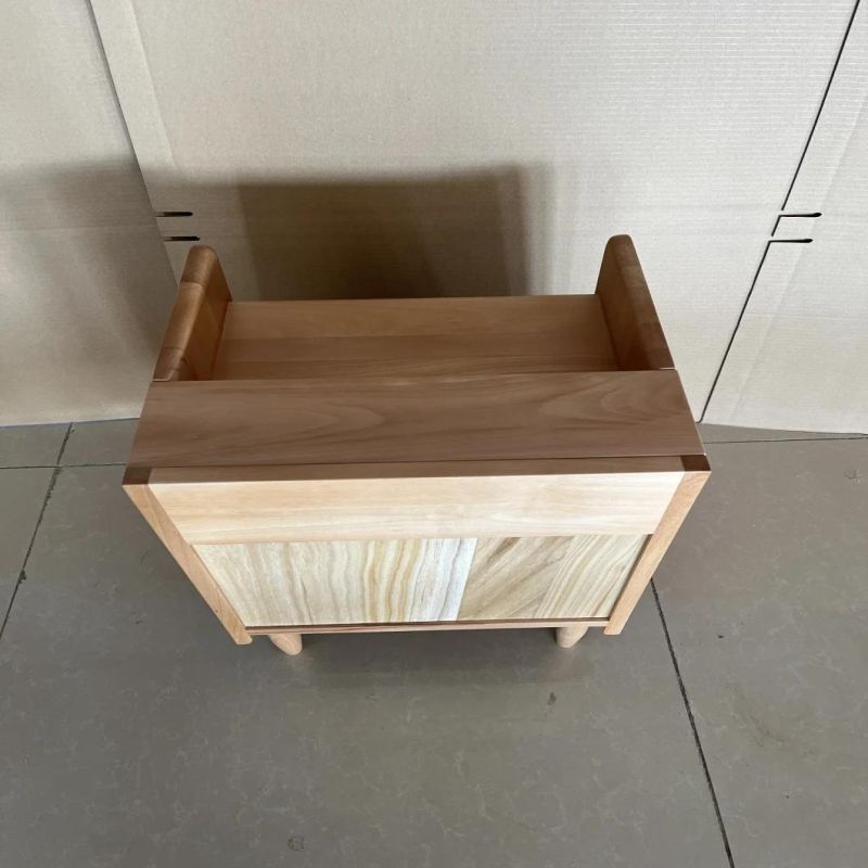 Home Furniture with Beech Wood Rattan Bedside Table