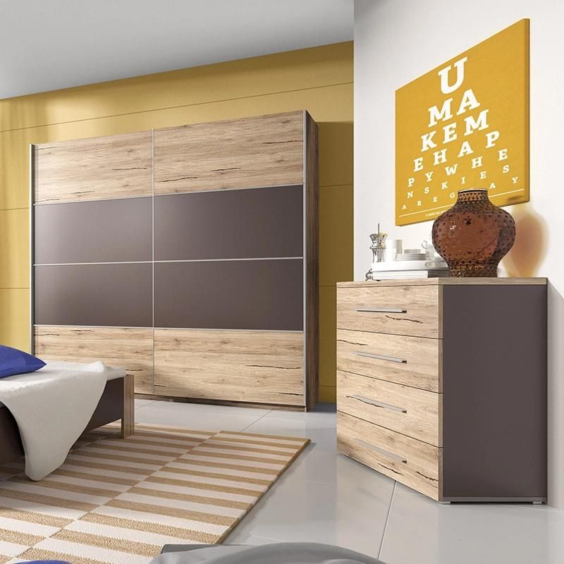 Modern Wooden MDF Apartment Home Furniture Bedroom Set Double Bed
