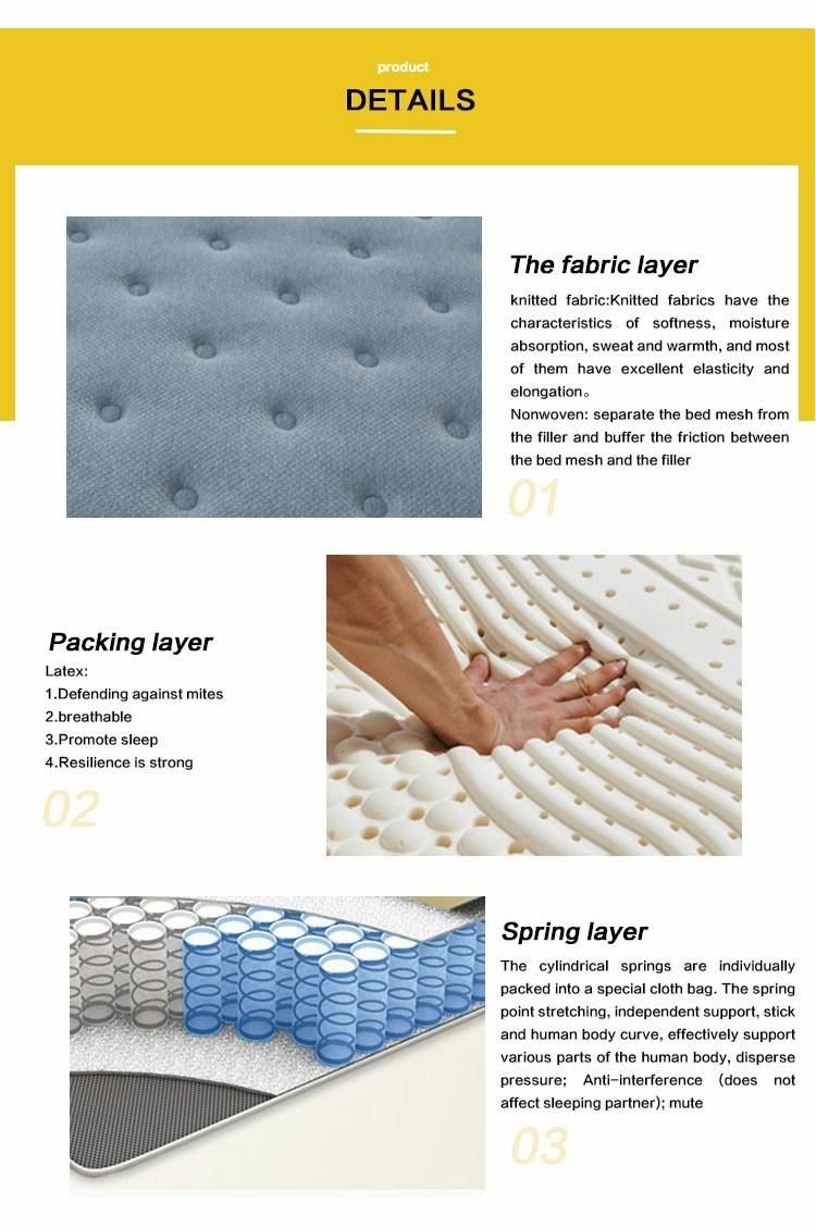 2020 Fashion Portable Wholesale Hybrid Size Latex Bamboo Sleeping Sponge Pocket Spring Mattress for Bed