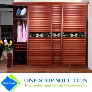 Modular Home Furniture Red Louver Sliding Door Wardrobe (ZY 2059)