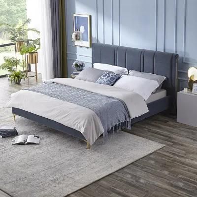 Quanu 105206 Italian Style Luxury Fabric Bed Velvet up-Holstered Beds