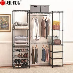 New Product Multifunction Space Saving Epoxy Coated Bedroom Furniture Metal Closet Wardrobe Rack with Shoe Storage
