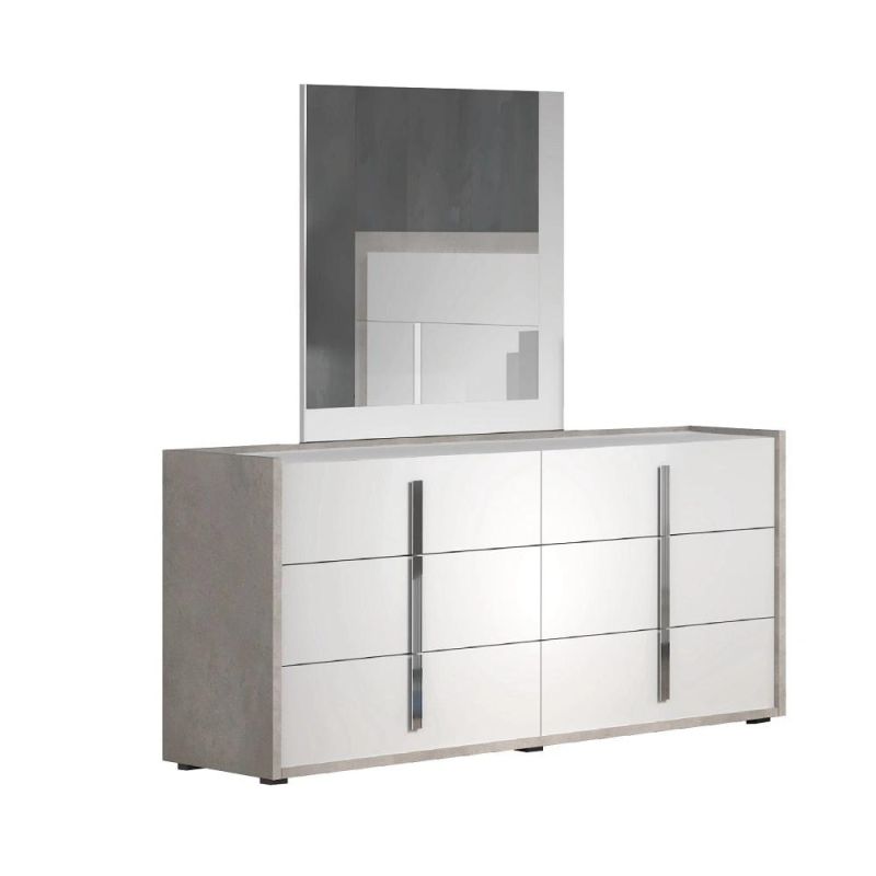 Nova 32.5"H X 65.5"W X 20.7"D Dresser Drawer with Stop Safety Slide and Mirror