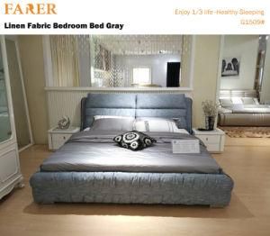 Gray Linen Fabric Soft Foam Beds