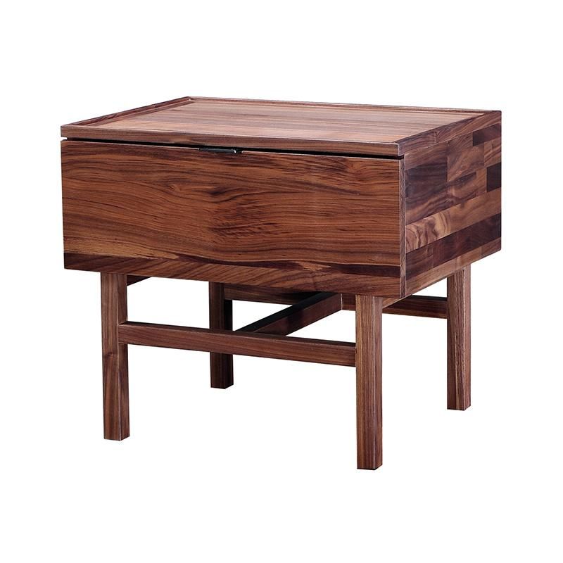 Foshan Factory Wholesale Modern Walnut Solid Wood Home Furniture Hotel Bedroom Bedside Nightstand Cabinet with Drawer