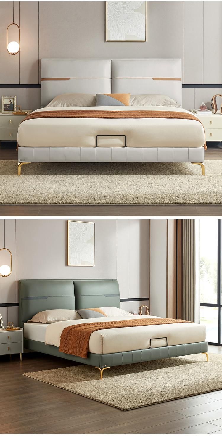 Linsy Luxury Comfortable PU Leather Bed King Size Metal Double Bed R250
