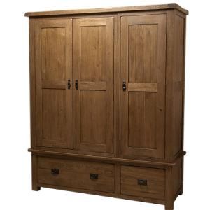 High Quality Solid Wooden Bedroom Furniture/Solid Oak Tripe Wardrobe