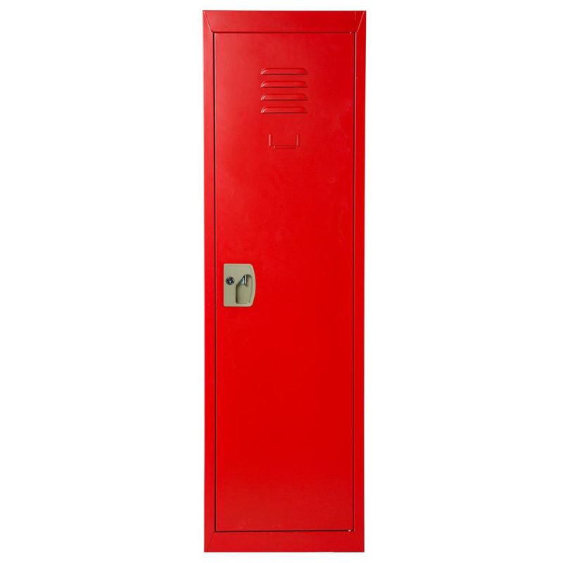 Strong Kd Structure Single Door Wardrobe Locker Kids Closet Cabinet Metal Locker with Hanger Rod