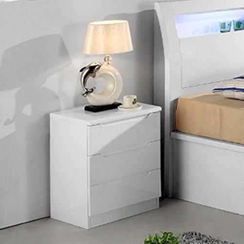 Nova 15kg White Glossy 3 Drawers Night Stand