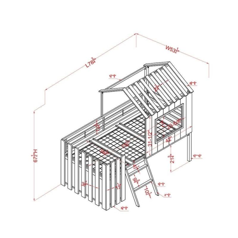 No13418 Twin Wood House Bed