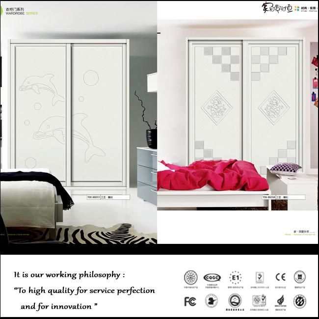 Classic Flower Carving Sliding Door Wardrobe