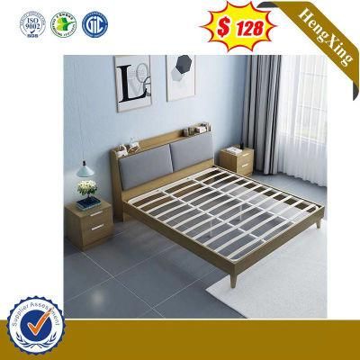 Nordic Style Modern Design Rechargeable Bedside Oak Color Double Bedroom Set