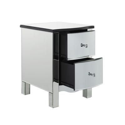 High Quality Modern Mirror Mirrored Glass MDF Nightstand Bedside Cabinet Chest with Drawers