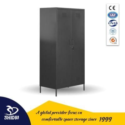 2 Door Locker Wardrobe Metal Modern Closet Cabinet