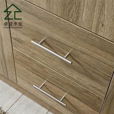 Teak Three Doors Two Drawers Wardrobe with Handle