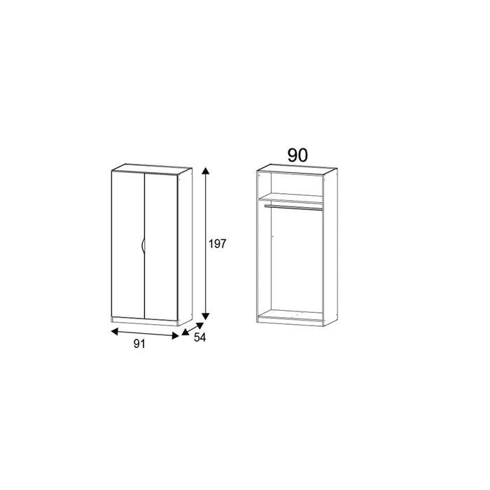 Modern MDF Wooden Bedroom Clothes Storage 2 Door Wardrobe (HF-WB44)