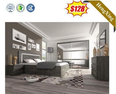 Online Customization Luxury Furniture Design Grey Wooden Frame Storage Bed