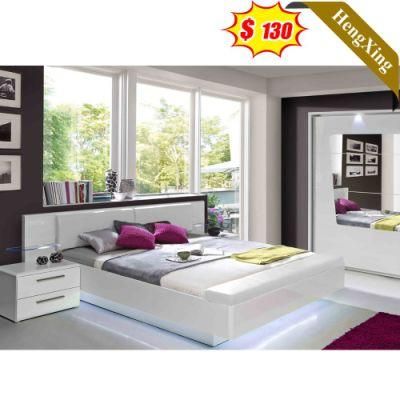 Nordic Style White Color Bedroom Hotel Home Furniture King Size Bed