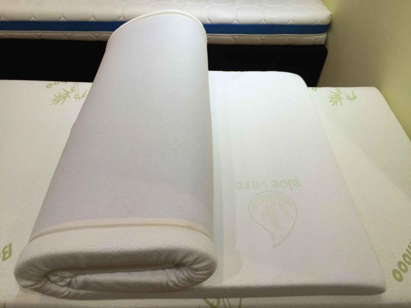 Cool Gel Memory Foam Mattress Topper with Fasten Belt Roll in Box