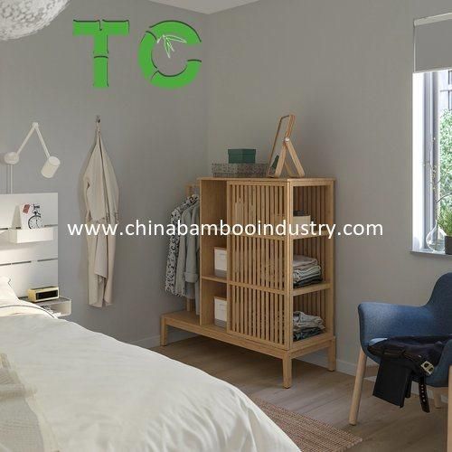 Wholesale Nordkisa Bamboo Open Wardrobe with Sliding Door Wardrobe Cabinet Wooden Wardrobe