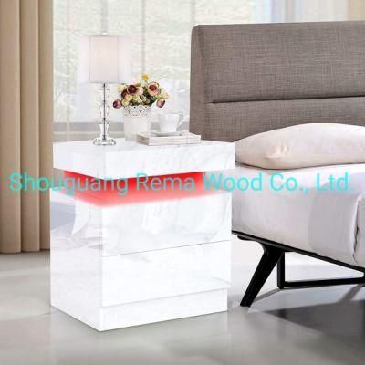 Modern White UV Gloss Bedside Table Nightstand Side Table for Living Room