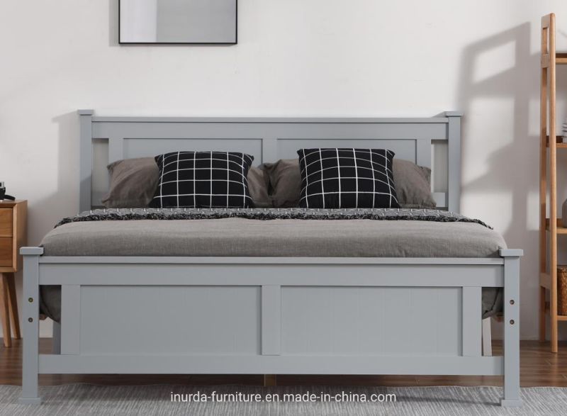 Double Size Pine Solid Wood Frame Bed with Plank