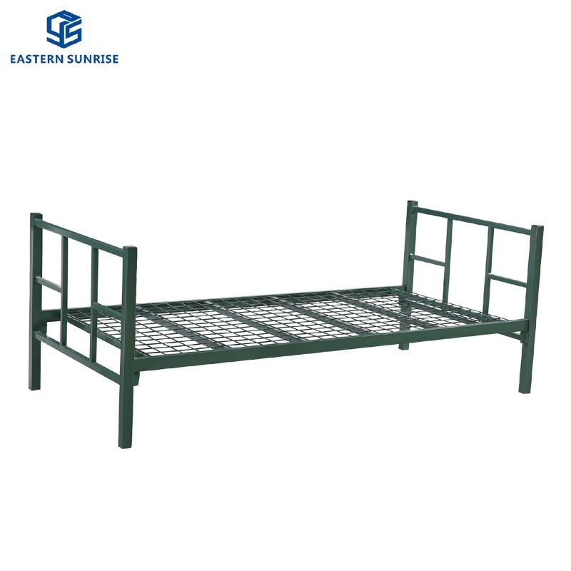 Military School Bedroom Furniture Steel Metal Iron Single Bed for Children Adults