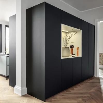 Modern Design Big Balck Wooden with Drawer Wardrobe