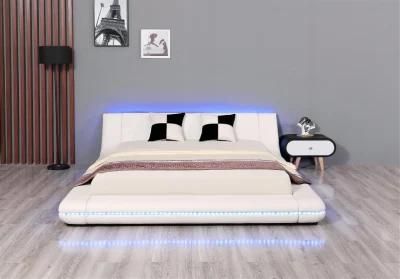 Huayang Global Hot Selling MDF Home Bedroom Furniture Beds with LED Light Bed LED Bed