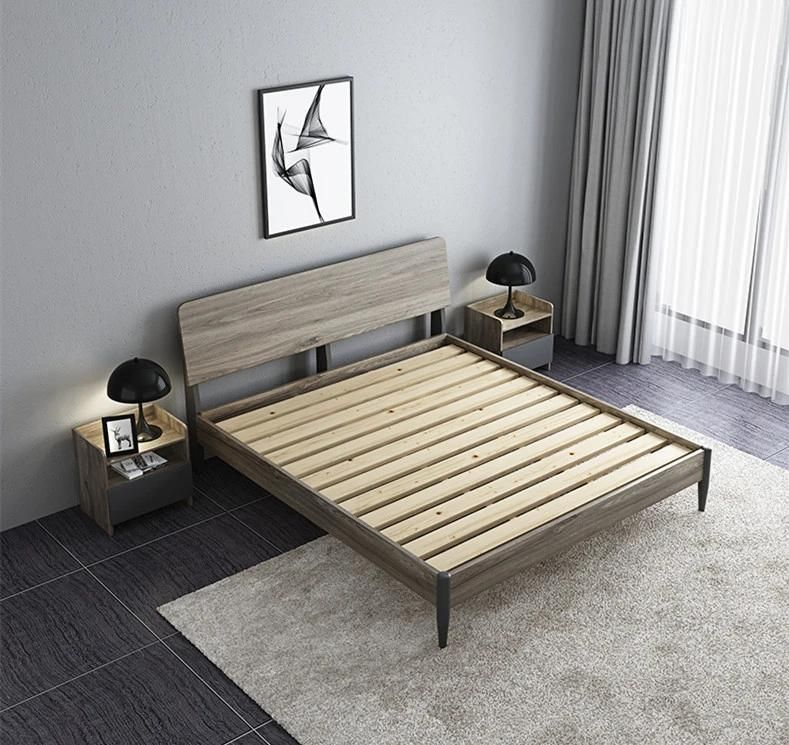 Light Luxury Style Creative Plaid Black Color Backrest Bedroom Furniture King Queen Size Beds