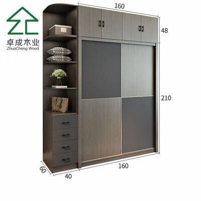 Aluminum Alloy Double Door Sliding Closet with Top Cabinet