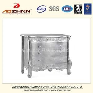 Silver Foil Finish Classical Bedroom Night Stand