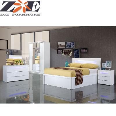 Global Hot Sale Moden MDF High Glass PU Painting Bedroom Furniture Beds with Storage