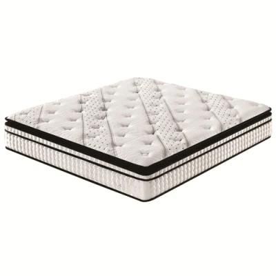 100% Pure Cotton Fabric Natural Latex High Density Foam Euro Top Spring Mattress for 5 Star Hotel