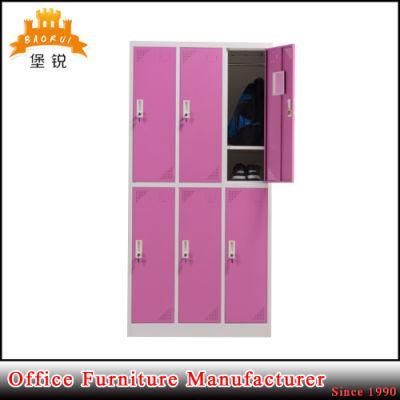 Jas-028 Chinese Factory Metal Gym/School Clothes Kids Steel 6 Doors Locker/Wardrobe