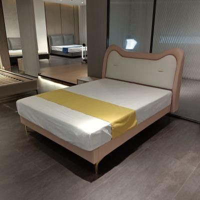 Modern Wood Frame Bedroom Fashion Hotel Double Bed Children Swing Bed Iron Metal Leg Bed