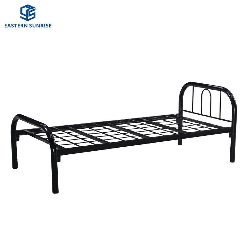 Military School Bedroom Furniture Steel Metal Iron Single Bed for Children Adults