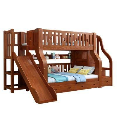 Slide Wooden Furniture Toddler Kids Loft Style Bunk Bed Frame Bed Children Bed