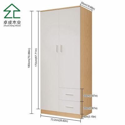 White Color MDF Faced Melamine Door Wardrobe