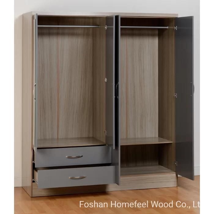 Modern Wooden MDF Apartment Closet Cabinet Furniture Bedroom Storage Wardrobe (HF-WB56)