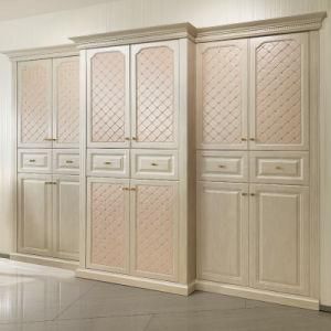 European Style PU Leather Hinged Wooden Bedroom Wardrobe (OP-YG21129)