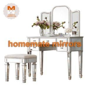Wholesale Fast Delivery Modern Furniture Mirror Dressing Table and Stool.